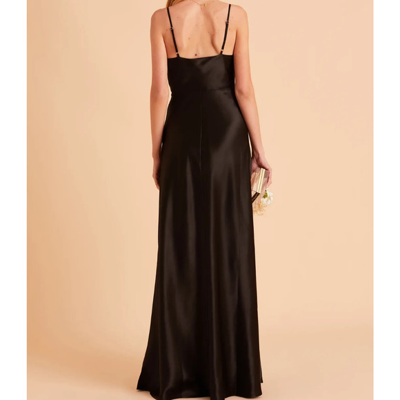 Birdy Grey Dress Gown Size XL Black Shiny Satin Slit Goth Whimsigoth Evening NWT - Picture 6 of 9